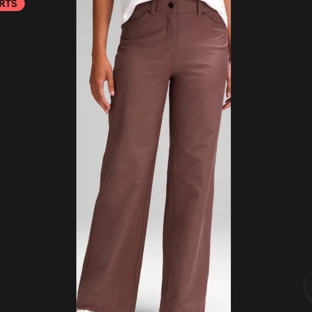 Lululemon City Sleek 5 Pocket Wide Leg Pants Java Brown Warpstreme High Rise